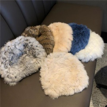 兔毛帽子女川西白色毛毛帽皮草防寒保暖毛絨針織帽可愛包頭帽秋冬