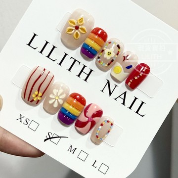 可隔日到貨！五彩全糖 穿戴甲 夏日多巴胺 可拆卸百搭光療穿戴甲 美甲貼片 美甲穿戴甲 貓眼穿戴甲  甲片 假指甲 指甲