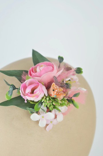 髮夾 迷你禮帽頭飾 小鹿 絲花薄紗 森林系仙女風格