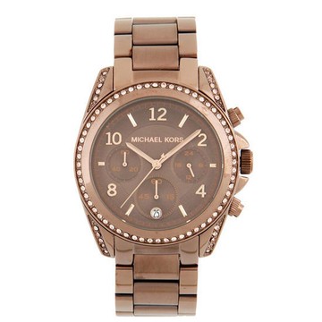 『Marc Jacobs旗艦店』美國代購 MK5493 Michael Kors    咖啡時尚數字水鑽三眼計時腕錶｜100%全新正品｜