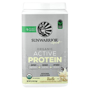 Sunwarrior, 運動，有機活性蛋白，香草味，2.2 磅（1 千克）