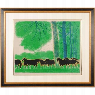 アンドレ・ブラジリエ 王の馬たち 馬 絵画 黒馬 風景画