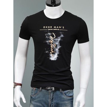 驕馳 新款夏季時尚印花t恤男士短袖圓領體恤棉打底衫潮牌男裝