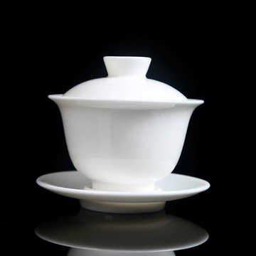 德化白瓷蓋碗陶瓷蓋碗茶杯大號泡茶三才碗 功夫茶碗套裝家用單個