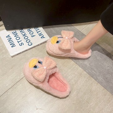 大圓頭黛西女棉拖鞋可愛包頭2021冬季室內家居半拖卡通地板毛毛拖