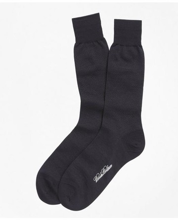 Brooks Brothers Men's Merino Wool Mini Dot Crew Socks | Navy