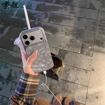 韓國ins秋日碎花毛呢灰 電鍍氣質銀 適用iPhone 17 13 14 15 16 Pro Max 17Pro 手機殼