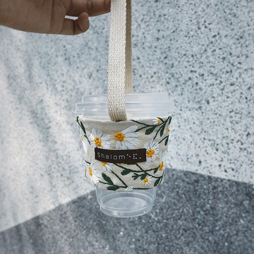 #小雛菊系列(手作環保杯套)環保杯套/手提環保杯套/環保袋