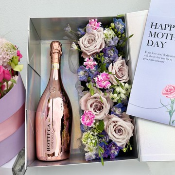 情人節禮物|鮮花禮盒  起泡酒果味酒 高顏值訂製禮物 浪漫鮮花盒