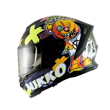 Nikko N806 N-806 安全帽 20 安娜貝熊 咬搖滾黑 (消光) 浮動式鏡座 全罩 排扣 內墨鏡 耳機曹