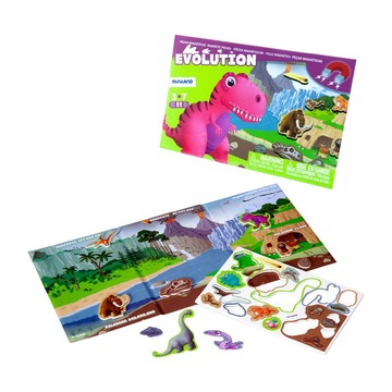 Miniland 侏儸紀冒險磁鐵遊戲板 Set 認識史前不同階段環境與生物 強力吸磁 牢固不易掉 可折疊小體積  1盒  19 個磁鐵片