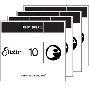 Elixir 電吉他/民謠吉他通用 Nanoweb 鍍膜單弦 4入  1個  Elixir Nanoweb 單弦 010 4p  銀色