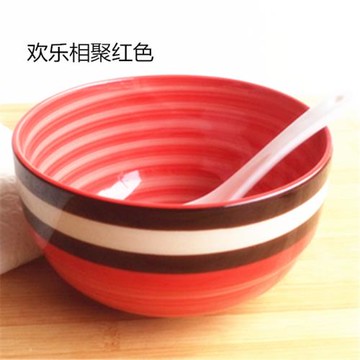 和源韓式陶瓷飯碗手繪彩虹碗家用米飯早餐喝粥碗大湯碗可微波用