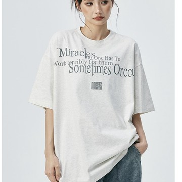 潮牌英文字母印花短袖 重磅純棉抗皺短袖 男女可穿 oversize 情侶百搭圓領落肩復古打底上衣