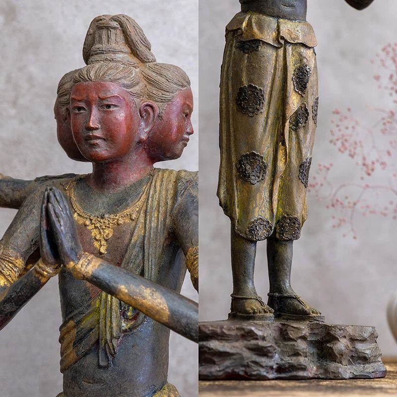 国宝復刻版 阿修羅像 41cm漆仕上げ 蝋型 青銅 製 日展彫刻家 喜多敏勝 