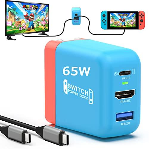 Switch 65W多機能ACアダプター 充電器*ドック機能 3in1 HDMI USB 3.0