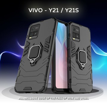 【嚴選外框】 VIVO Y21 通用 Y21S 黑豹 鋼鐵人/俠 磁吸 指環扣 支架 手機殼 硬殼 盔甲 防摔 保護殼