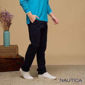 Nautica男裝 經典純色休閒長褲-深藍色
