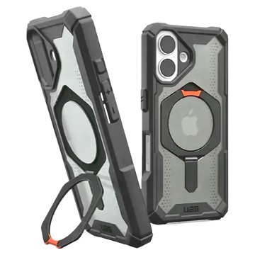 UAG 磁吸式耐衝擊支架保護殼 動作按鈕開孔設計 磁吸力提升30% 支援無線充電  iPhone 16 Pro  透黑色 + 黑圈