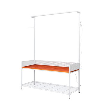 dayneeds 日需百備 全方位收納鞋凳衣帽架 置物架 收納架 吊衣架 鞋架  120 x 45cm  烤漆白