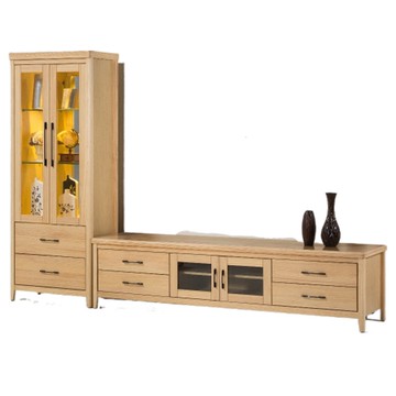 【MUNA家居】維多力北歐風8.5尺L櫃(展示櫃+6尺電視櫃)