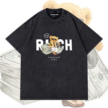 RICH富豪小熊 泰迪熊短T 做舊水洗純棉短TEE 台灣製