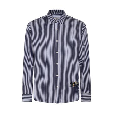 Maison Kitsune - Navy And Sky Blue Cotton Stripes Shirt