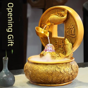 招財進寶新中式流水擺件桌面裝飾品客廳辦公室流水生財開業喬遷禮