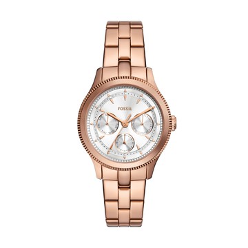 FOSSIL Brynn 簡約玫瑰金三眼不鏽鋼手表 BQ3993 附提袋