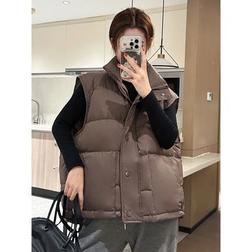 2025秋冬新款羽絨馬甲女白鴨絨輕薄寬松歐貨百搭背心馬夾上衣外套