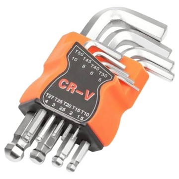 嘉鴻牌 內六角扳手平頭球頭9件組 短款 CR-V鉻釩鋼製造  1組