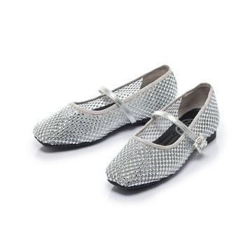 我的旅行日記 晶透網格平底瑪莉珍鞋 閃耀銀 (5B3198)