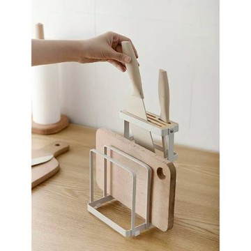 多美然 日式刀板架砧板架鍋蓋刀具菜板收納多功能置物架廚房鐵藝