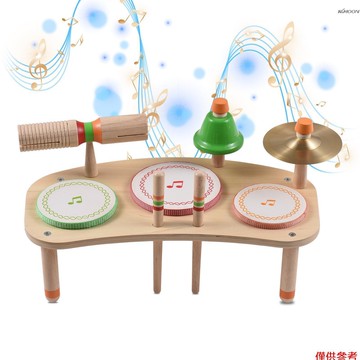 兒童鼓套裝七合一 桌面鼓 便攜可拆卸鼓套裝 打擊樂器 天然木製光滑無毛刺 耶誕生日禮物
