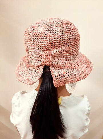 手工編織甜心小名媛開叉蝴蝶結裝飾草帽(遮陽防曬/甜美風/小孩款)