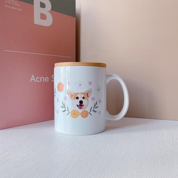 客製寵物陶瓷杯連木製杯蓋