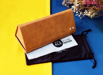 2is Bx03GmC│眼鏡盒│三角形可收納│絨皮紋│橘色