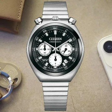 CITIZEN星辰 Chronograph系列 牛頭錶 熊貓 復古計時石英腕錶／AN3660-81E／38mm