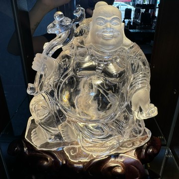 頂級天然激光料♥️白水晶精雕 圓滿如意 彌勒佛 擺件 事業順心 心態平和 收藏 自用送禮 激光料 白水晶雕 彌勒佛