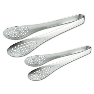 LMG 日式304不銹鋼萬用料理瀝油夾2件組 中夾 + 小夾  銀色  1套