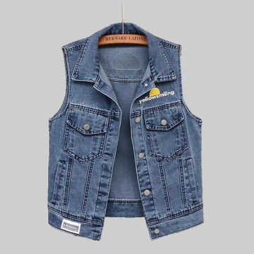 2025春秋新款上衣洋氣外搭牛仔馬甲女款外套背心顯瘦百搭潮流繡花