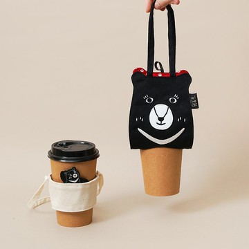 【黑熊媽媽 / 小黑熊】來趣找黑熊 飲料提袋 環保杯套