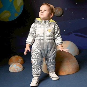 太空漫遊防風鋪棉兔裝/連帽外套 (銀色)