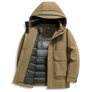 【巴黎精品】真 羽絨90%白鴨絨 羽絨外套鴨絨夾克-連帽衝鋒衣秋冬新款男外套3色a1is108