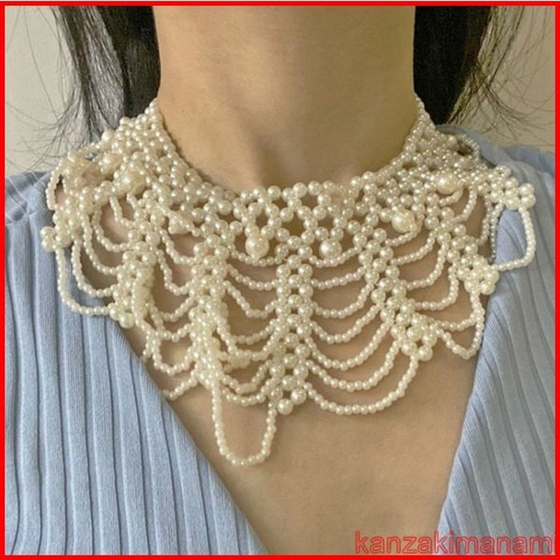 ネックレス レディース パール アクセサリー ジュエリー パールネックレス ヴィンテージ風 付け襟デザイン 大ぶり 個性的 ゴージャス パーティー お呼ばれ ホワ 通販 Lineポイント最大0 5 Get Lineショッピング
