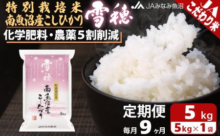 特別栽培米南魚沼産こしひかり「雪穂」（5kg×全9回）