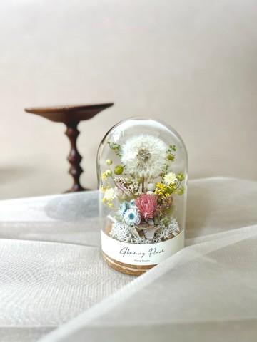 自然風蒲公英玻璃花盅 乾燥花擺飾 療癒系居家佈置 生日 畢業