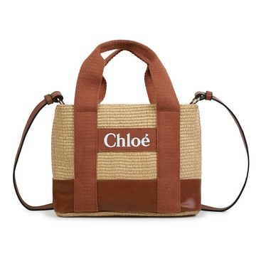 CHLOE C20587/C2058-239 經典Logo織帶X草編手提/斜背包(棕色)