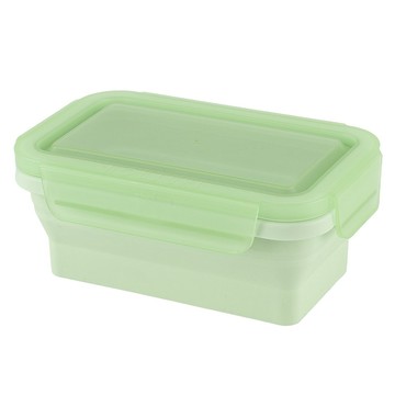 HOUSUXI 舒希 長方形矽膠折折盒 碧綠色 172g 500ml  1個