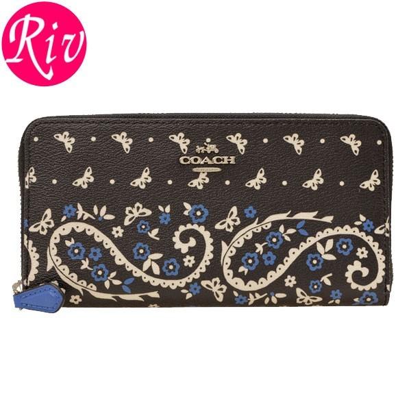 コーチ COACH 長財布 ラウンドファスナー バタフライ柄 バンダナ